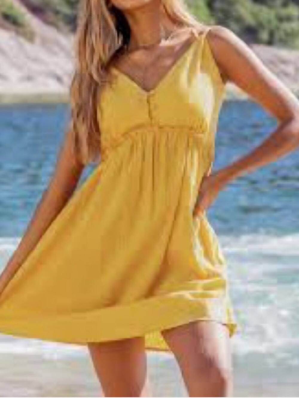 CUPSHE Yellow Back Lace-up Mini Dress